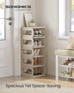 SONGMICS Shoe Rack, Shoe Organizer, 6 Shelves, Shoe Storage, Narrow Shoe Shelf, Open Shelf for Entryway, Living Room, Bathroom, Space-Saving, Cappuccino Beige ULPC037K01 - Image 4