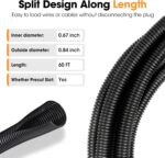 60 FT Wire Loom 3/4 Inch, Split Wire Loom Tubing Wire Conduit, Wire Protector Tubing – Black - Image 4