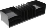Huron Countertop File Binder Organizer Storage, Combination Vertical 5/Horizontal 6 Slot Letter Tray, Black Steel - Image 4