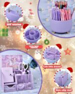 21Pcs Purple Desk Organizers and Accessories With Mesh Desk Organizer and 360°Rotating Pen Holder and a Lot of Office Purple Office Supplies Beautifully Presented in a Gift Box - Image 3