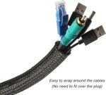CrocSee 25ft - 1/2 inch Braided Cable Management Sleeve Cord Protector - Self-Wrapping Split Wire Loom for TV/Computer/Home Theater/Engine Bay - Black - Image 3