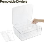 Socks Underwear Drawer Organzier Dividers, 16 Compartment Removable Divided Plastic Storage Bin with Lid, Storage Organizer for Scarves Ties Bras, Clear Dresser Drawer Organizers - Image 5