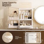 Makeup Organizer with Drawers,Skincare Organizer for Vanity,Large Cosmetic Display Case with Handle,Storage Organizers with Cover and Makeup Brush Holder for Dresser, Bathroom Countertop - Image 6