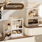 Makeup Organizer with Drawers,Skincare Organizer for Vanity,Large Cosmetic Display Case with Handle,Storage Organizers with Cover and Makeup Brush Holder for Dresser, Bathroom Countertop - Image 7
