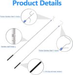 Clothes Hook Pole, Clothes Hanger Reaching Hook for Hanging Clothes Light and Plants Extendable from 29" to 74" Made of Stainless Steel Tube with Sponge Handle (with Two Hooks) - Image 3
