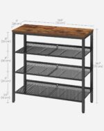 VASAGLE Shoe Rack for Entryway, 4-Tier Shoe Rack Organizer with Storage Shelves and Spacious Top, Freestanding, Adjustable, Industrial, Rustic Brown and Ink Black ULBS040B01 - Image 4