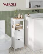 VASAGLE Storage Cabinet, Storage Organizer Rack Stand for Bathroom, Living Room, Bedroom, Multifunctional Corner Unit, 2 Drawers, 35 Inches in Height, White UBBC42WT - Image 3