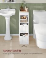 VASAGLE Storage Cabinet, Storage Organizer Rack Stand for Bathroom, Living Room, Bedroom, Multifunctional Corner Unit, 2 Drawers, 35 Inches in Height, White UBBC42WT - Image 7