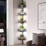 Skycarper 5 Tier Adjustable Corner Shower Caddy Organizer with Hooks,Rustproof Tension Pole 62-116 Inch, Black - Image 4