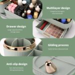 Beborxue 360° Rotating Makeup Organizer for Vanity with Drawers, Large Capacity Cosmetic Display Case, skincare organizer, Cosmetic Organizer for Lipstick, Skincare, Brushes, Eyeshadow, (Green) - Image 5