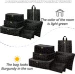 7 Set Packing Cubes Travel Luggage Organizers for Suitcase Travel Accessories with Shoe Bag for Women Girls Aesthetic Cute-Black Leopard Cheetah Pattern - Image 3