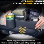 2-Pack Car Seat Gap Filler Organizer with Cup Holder - Premium Leather - Universal Fit - Keeps Cans/Phone/Keys/Wallets Organized(Black) - Image 5