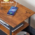 HOOBRO End Table with Charging Station, Narrow Side Table, Nightstand with 2 Non-Woven Drawers, Slim Sofa Side Table, for Small Spaces, Living Room, Bedroom, Rustic Brown and Black BF486UBZ01 - Image 5