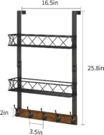 YINMIT Over The Door Hooks Organizer, Over Door Storage with 5 Hooks and 2 Mesh Baskets, Door Hanger Hook, Over The Door Towel Rack, Over Door Hanger for Bathroom, Bedroom, Kitchen - Image 4