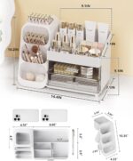 Makeup Organizer with Drawers, Skincare Organizer (Large Size Thick), Storage Box Cosmetic Display Cases, Make up Organizers for Vanity, Dresser, Desk, Kitchen, Countertop (White) - Image 3