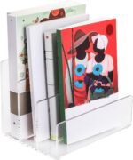 Jucoan Clear Acrylic File Holder, 3 Sections Vertical Desktop Organizer, 9 x 6.5 x 6.5 Inch Office File Sorter Stand Rack for Documents Letter Book - Image 3