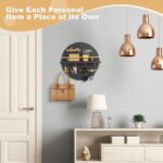 Key Holder for Wall, Key and Mail Holder Organizer with - Key Holder Wall Mount - Round Wooden Rustic Home Decor for Entryway, Mudroom, Hallway, Kitchen Office (Black) - Image 4
