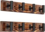 Coat Rack Wall Mount, 2 Pack Rustic Coat Hanger with 8 Black Metal Heavy Duty T Shaped Hooks, Pine Soild Wood Large Coat Hooks Wall Mounted for Entryway, Living Room, Bathroom (32.3") - Image 3
