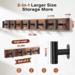 Coat Rack Wall Mount, 2 Pack Rustic Coat Hanger with 8 Black Metal Heavy Duty T Shaped Hooks, Pine Soild Wood Large Coat Hooks Wall Mounted for Entryway, Living Room, Bathroom (32.3") - Image 4