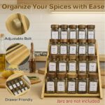 Bamboo Spice Rack Organizer - 3 Tier Foldable Wooden Spice Rack for Countertop, Cabinet & Drawer- Organic Bamboo-Extra Sturdy Wooden Spice Shelf, No Spice Jars Included - Image 3