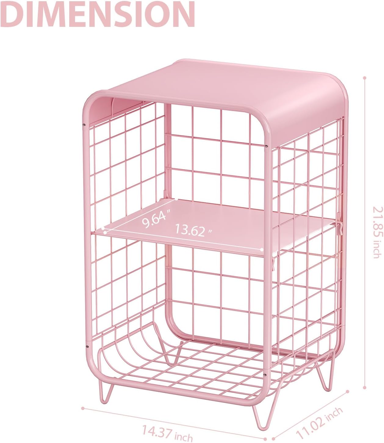 APEXCHASER Cute Kids Pink Nightstand,Metal Side Table,3 Tier End Table with Storage,Vintage Bedside Table,Girls Bedroom Furniture for Living Room,Bedroom,Dorm - Image 4