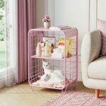 APEXCHASER Cute Kids Pink Nightstand,Metal Side Table,3 Tier End Table with Storage,Vintage Bedside Table,Girls Bedroom Furniture for Living Room,Bedroom,Dorm - Image 5