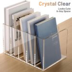 SANRUI Acrylic File Organizer, Clear Magazine File Holder Desk Organizer for Office Organization and Storage with 5 Vertical Compartments, Desktop Bookshelf for Home Office Organization - Image 4