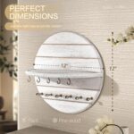 Rebee Vision Pine Wood Key Holder Wall Mount - 12 Inch Decorative Key Holder for Wall with Shelf and 11 Hooks - Farmhouse Mail Organizer for Apartment Essentials & Home Decor (Old White) - Image 3