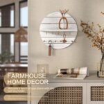 Rebee Vision Pine Wood Key Holder Wall Mount - 12 Inch Decorative Key Holder for Wall with Shelf and 11 Hooks - Farmhouse Mail Organizer for Apartment Essentials & Home Decor (Old White) - Image 5