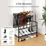 DIMJ Free Standing Shoe Racks - 3-Tier Boot Rack, Black Metal Storage Organizer for Tall Boots, Sneakers, Closet Organizer, Multiuse Shoe Rack, Fits 6 Pairs - Image 4