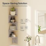 HOOBRO Corner Shelf Wall-Mounted, Set of 2 Floating Corner Shelves, 4-Tier Corner Bookshelves for Wall Decor in Living Room, Bedroom, Bathroom, Home Office, Greige BG25BJP201 - Image 8