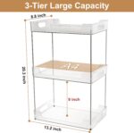 3 Tier Bathroom Counter Organizer, Multi-Purpose Cosmetics Skincare Shelf, Fits A4 Size Makeup Organizer for Office and Vanity Tray, Countertop Storage Solution for Kitchen,Bath.(Clear) - Image 3