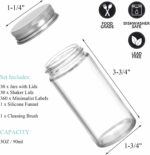 Tebery 30 Pack Round Spice Bottles Jars with Silver Lids, 3oz Empty Glass Spice Containers Shakers Complete Organizer Set Includes Shaker Lids, Wide Funnel, Labels and Cleaning Brush - Image 3