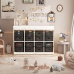 Black Plastic Storage Baskets with Lids 10 Pack Stackable Storage Bins Containers for Shelves Organizing, Cute Decorative Storage Boxes for Classroom, Playroom, Closet, Pantry - Image 4