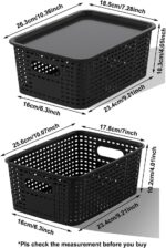 Black Plastic Storage Baskets with Lids 10 Pack Stackable Storage Bins Containers for Shelves Organizing, Cute Decorative Storage Boxes for Classroom, Playroom, Closet, Pantry - Image 5