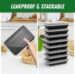 50 Pack (100-Piece) 28 oz Meal Prep Containers Reusable with Lids, Sturdy Leakproof & Food Safe, Microwave, Freezer, Dishwasher Safe Prep Containers, To Go Take Out Plastic Food Storage - Image 5