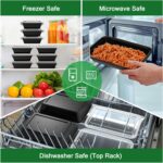 50 Pack (100-Piece) 28 oz Meal Prep Containers Reusable with Lids, Sturdy Leakproof & Food Safe, Microwave, Freezer, Dishwasher Safe Prep Containers, To Go Take Out Plastic Food Storage - Image 6