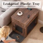 Piskyet Dog Crate Furniture,Wooden Dog Crate End Table with Storage Drawer&Cushion&Tray, QC3.0 Wireless Charging,Dual USB,Small Dogs Rustic Style - Image 6