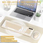 Wireless Keyboard and Mouse Combo, Full-Sized Wireless Keyboard and Adjustable DPI Mouse, 2.4GHz USB Receiver, Keyboard and Mouse for PC, Windows, Desktop, Laptop (Latte Color) - Image 3