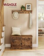 VASAGLE Storage Chest, Storage Trunk with 2 Safety Hinges, Storage Bench, Shoe Bench, Farmhouse Style, 15.7 x 31.5 x 18.3 Inches, for Entryway, Bedroom, Living Room, Rustic Brown ULSB064K01 - Image 3