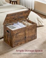 VASAGLE Storage Chest, Storage Trunk with 2 Safety Hinges, Storage Bench, Shoe Bench, Farmhouse Style, 15.7 x 31.5 x 18.3 Inches, for Entryway, Bedroom, Living Room, Rustic Brown ULSB064K01 - Image 4