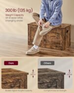 VASAGLE Storage Chest, Storage Trunk with 2 Safety Hinges, Storage Bench, Shoe Bench, Farmhouse Style, 15.7 x 31.5 x 18.3 Inches, for Entryway, Bedroom, Living Room, Rustic Brown ULSB064K01 - Image 5