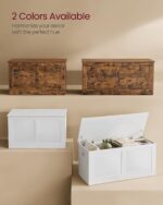 VASAGLE Storage Chest, Storage Trunk with 2 Safety Hinges, Storage Bench, Shoe Bench, Farmhouse Style, 15.7 x 31.5 x 18.3 Inches, for Entryway, Bedroom, Living Room, Rustic Brown ULSB064K01 - Image 6