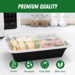 50 Pack (100-Piece) 32 oz Meal Prep Containers Reusable with Lids, Sturdy Leakproof & Food Safe, Microwave, Freezer, Dishwasher Safe Prep Containers, To Go Take Out Plastic Food Storage - Image 4