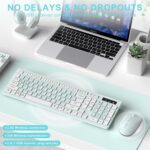 Wireless Keyboard and Mouse Combo, Full-Sized Wireless Keyboard and Adjustable DPI Mouse, 2.4GHz USB Receiver, Keyboard and Mouse for PC, Windows, Desktop, Laptop (Mint Green and White) - Image 3