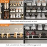 Shoe Racks Bench,Shoe Organizer with Bench for Closet- Free Standing Boot and Shoe Rack with Storage Bag for High Heels, Entryway, Hallways, Closets, Dormitory Rooms,Brown 4-Tier - Image 6