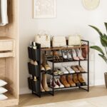 Shoe Racks Bench,Shoe Organizer with Bench for Closet- Free Standing Boot and Shoe Rack with Storage Bag for High Heels, Entryway, Hallways, Closets, Dormitory Rooms,Brown 4-Tier - Image 7