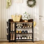 Shoe Racks Bench,Shoe Organizer with Bench for Closet- Free Standing Boot and Shoe Rack with Storage Bag for High Heels, Entryway, Hallways, Closets, Dormitory Rooms,Brown 4-Tier - Image 8