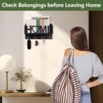 Wall Mount Mail and Key Holder, Wooden Mail Organizer with 4 Double Hooks, Black Metal Letters, Farmhouse Home Decor, Entryway Storage, 10.8 x 3.3 x 6.2 Inches - Image 4