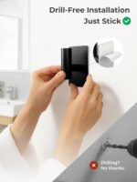 Towel Hooks for Bathrooms – 2 Pack, Matte Black Finish, T-Shaped Stainless Steel Adhesive Wall Hooks for Robes & Towels in Kitchen, Shower, or Closet - Image 4